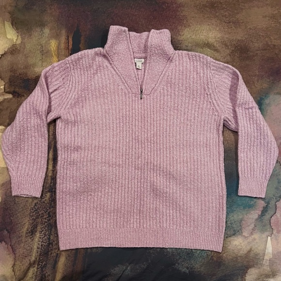 L.L. Bean Sweaters - LL Bean Cozy Cloud Quarter Zip Boucle Sweater Soft Pullover Rare Mauve Pink XL